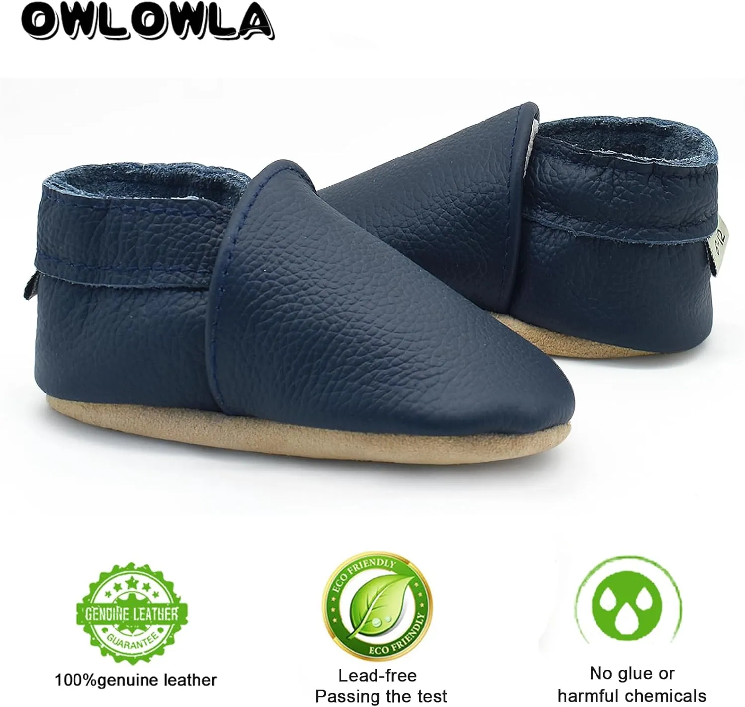 OWLOWLA Soft Sole Baby Shoes Leather Baby First Walking Crib Shoes Slip-on Baby Moccasins Infant Toddler Pre-Walker Shoes for Boy Girl