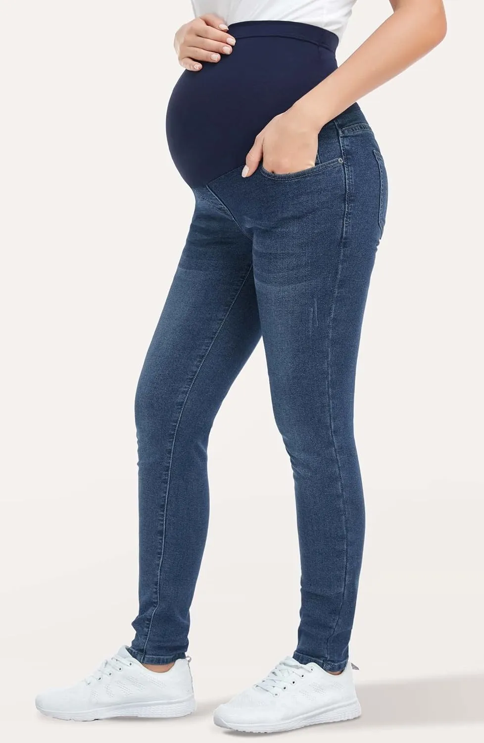 PACBREEZE Women's Maternity Jeans Over Belly Skinny Stretchy Denim Pants Comfy Slim Pregnancy Pants