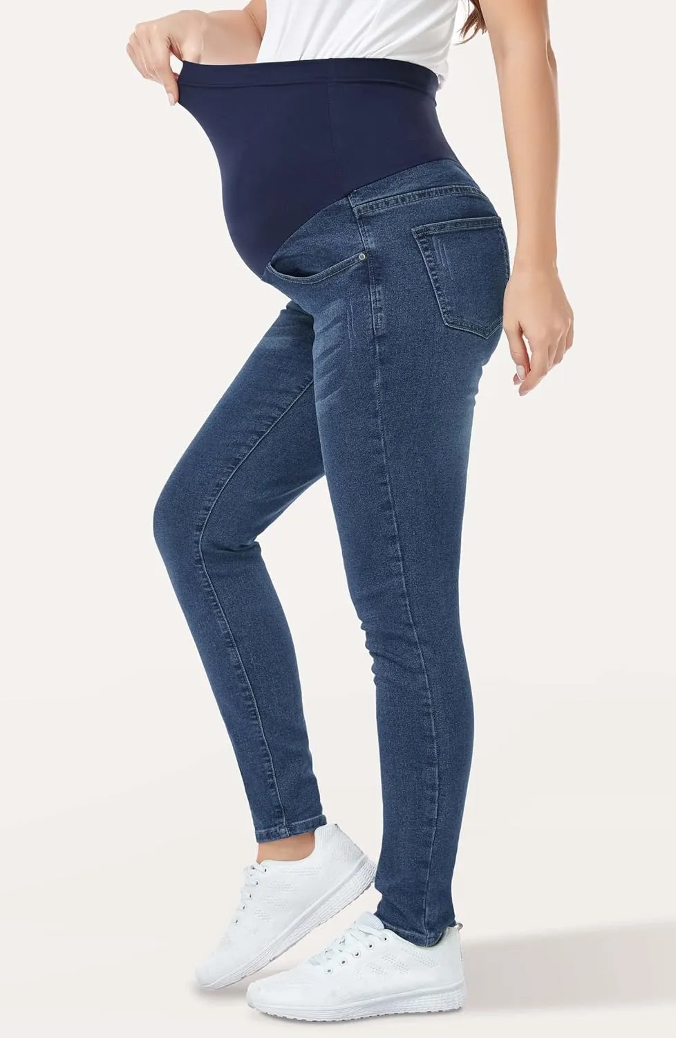 PACBREEZE Women's Maternity Jeans Over Belly Skinny Stretchy Denim Pants Comfy Slim Pregnancy Pants