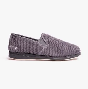Padders ALBERT Mens (G Fit) Full Slippers Corduroy Grey