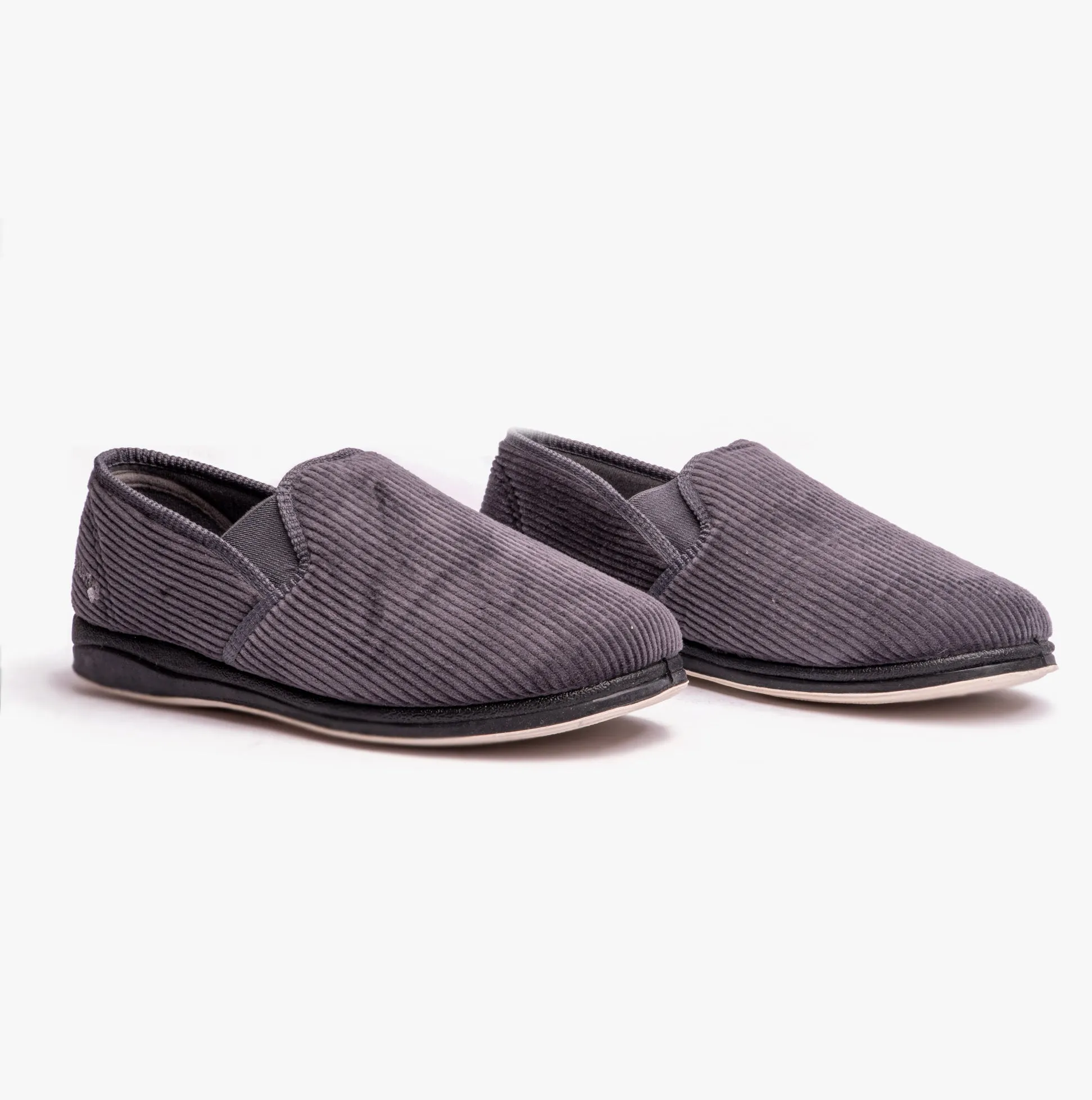 Padders ALBERT Mens (G Fit) Full Slippers Corduroy Grey