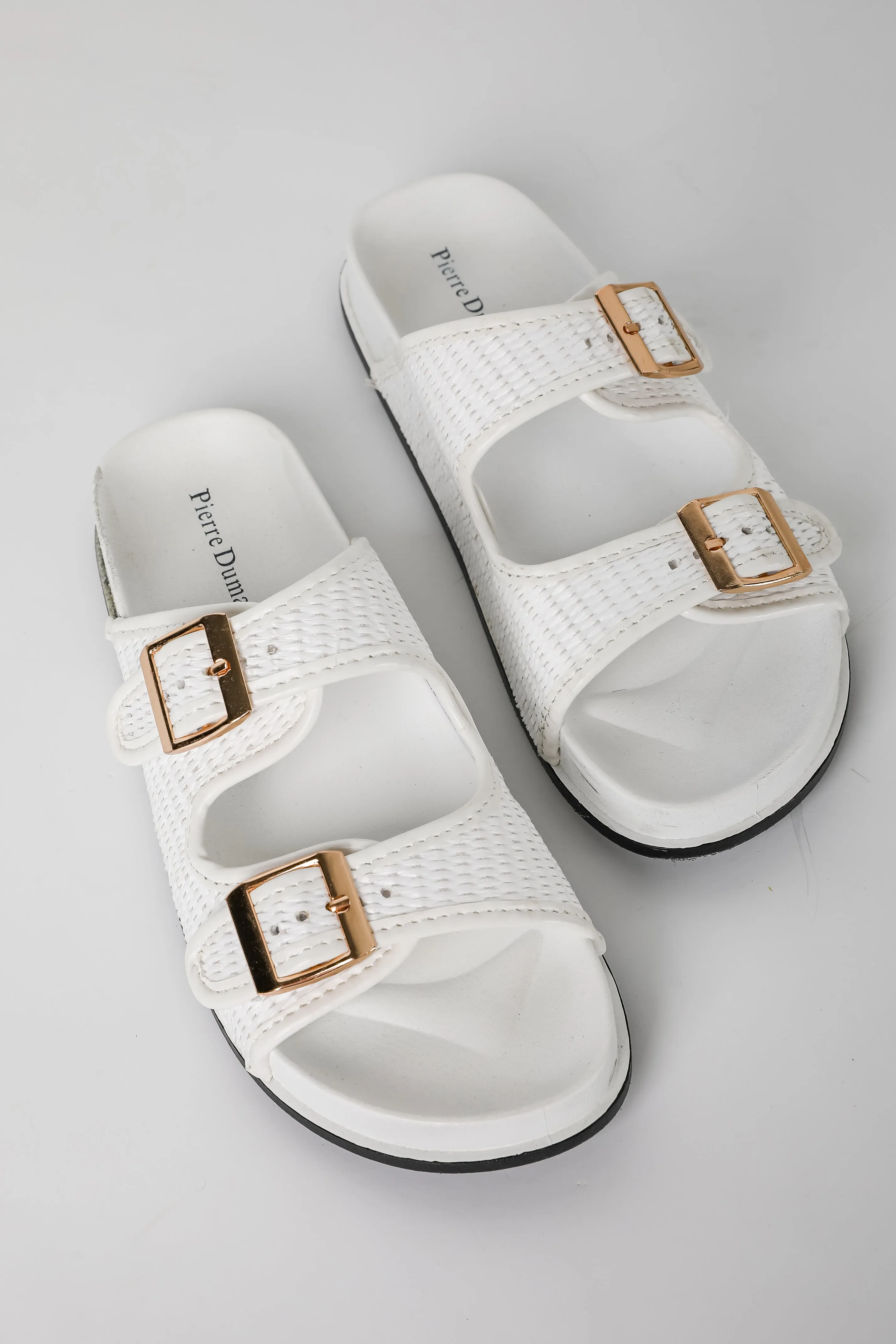 Palm Beach White Straw Double Strap Sandals
