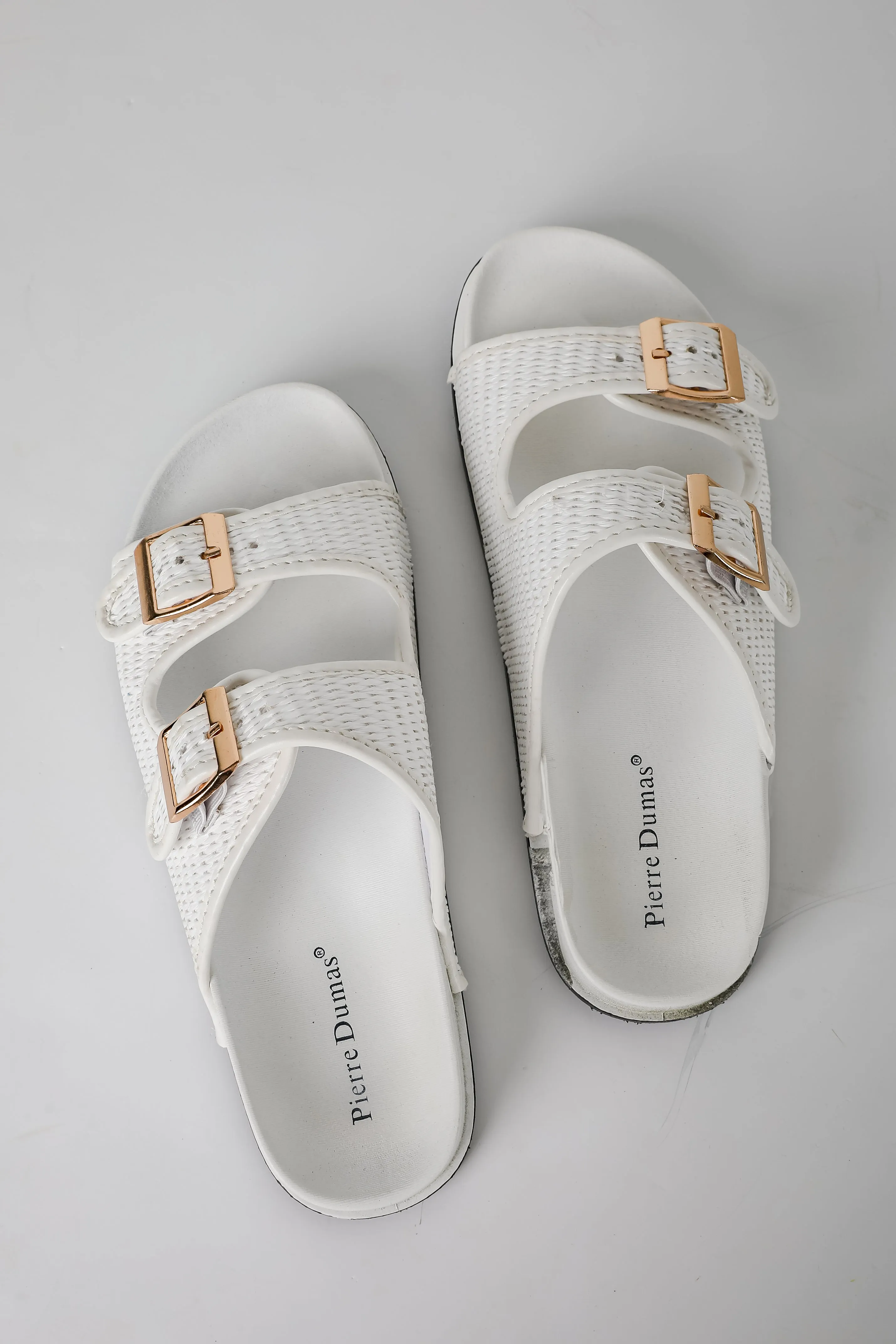 Palm Beach White Straw Double Strap Sandals