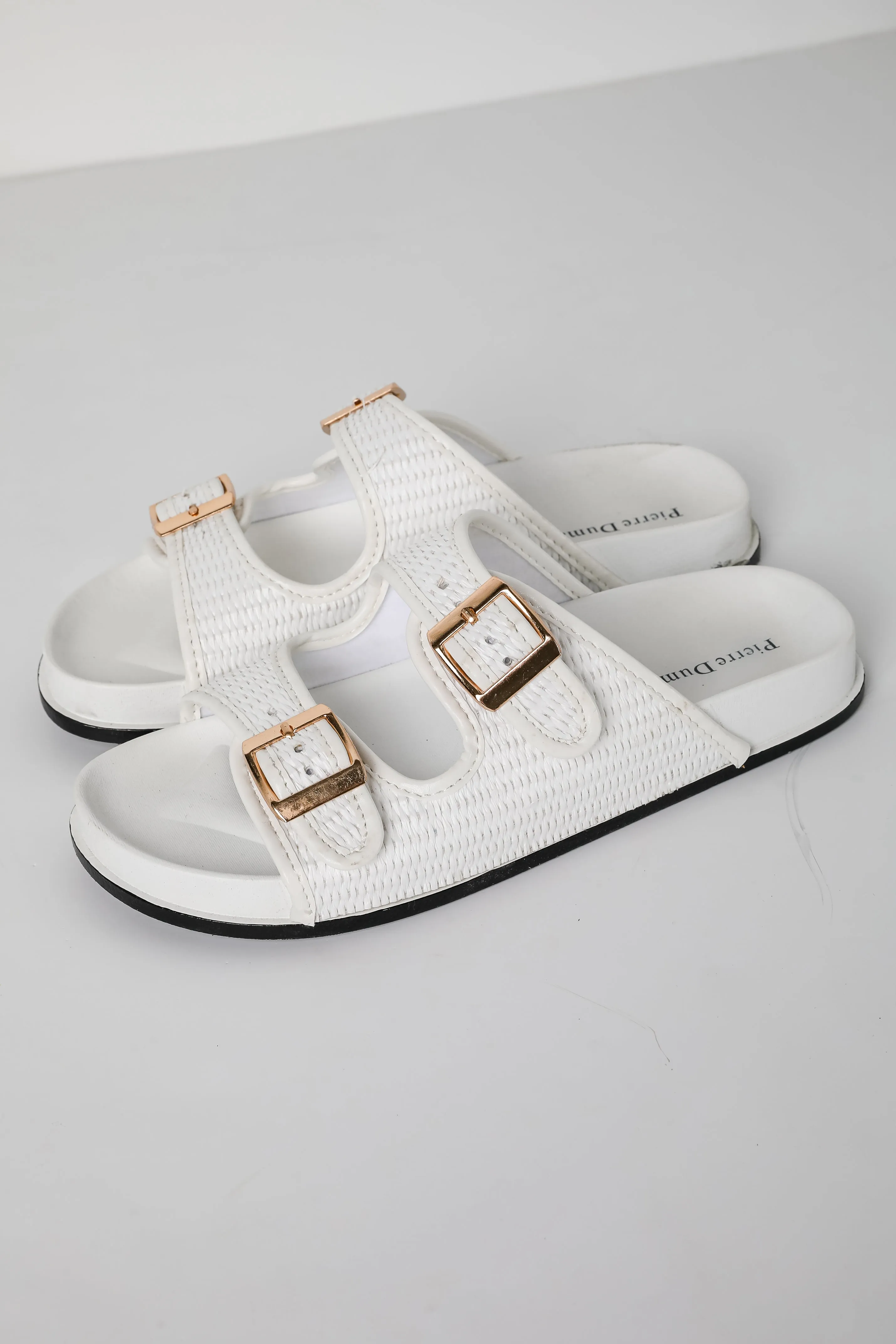 Palm Beach White Straw Double Strap Sandals