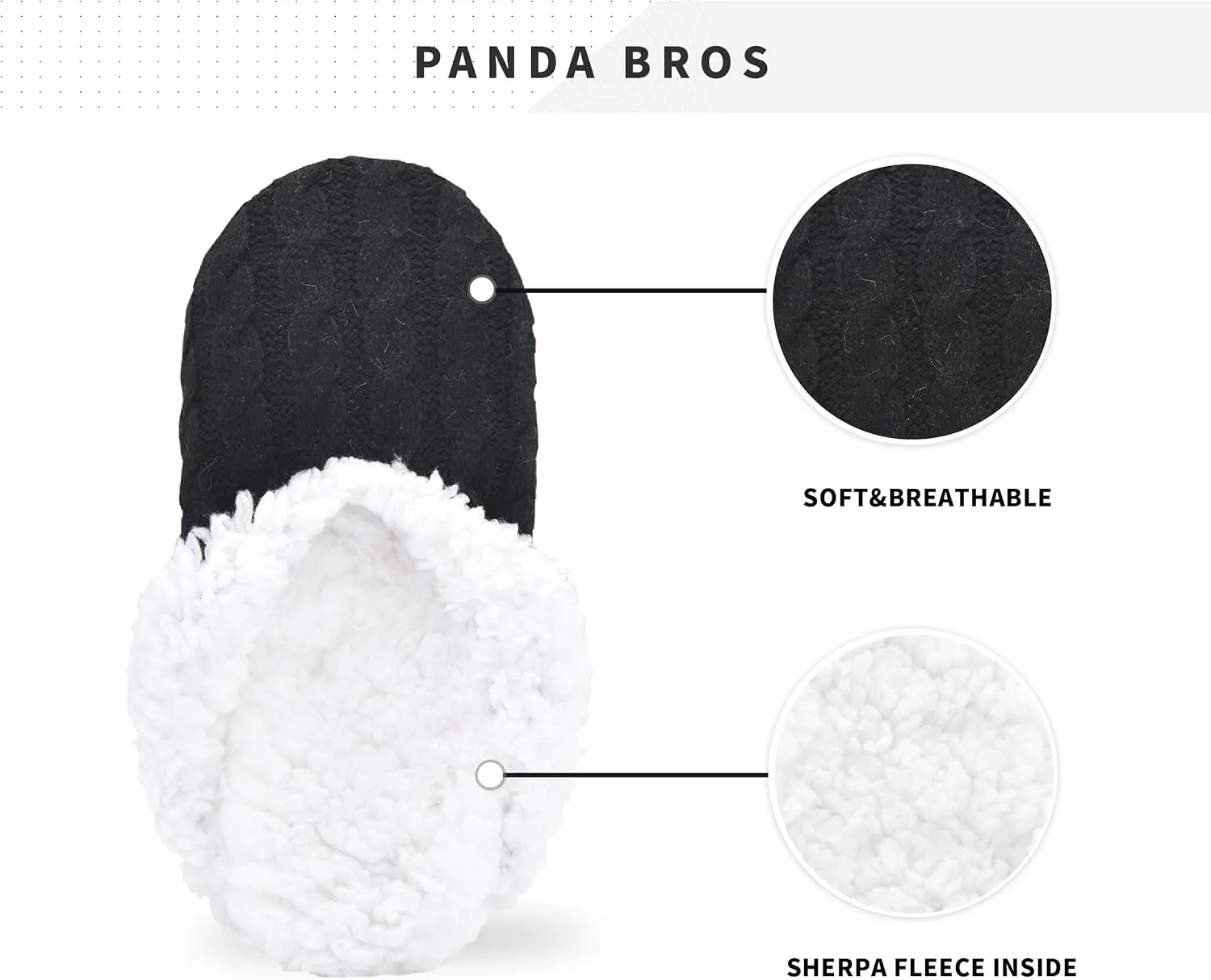 Panda Bros 2 Pairs Slipper Socks For Women With Grippers, Fuzzy Womens Slipper Socks With Non Slip Bottoms, Cozy Warm House Slippers