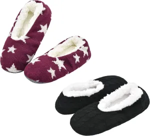 Panda Bros 2 Pairs Slipper Socks For Women With Grippers, Fuzzy Womens Slipper Socks With Non Slip Bottoms, Cozy Warm House Slippers