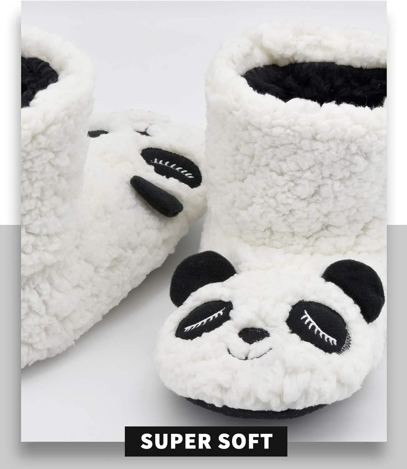 Panda Bros Slipper Socks for Women Cozy Warm Lined Fuzzy Sock Slippers Indoor Booties with Non Slip Grippers
