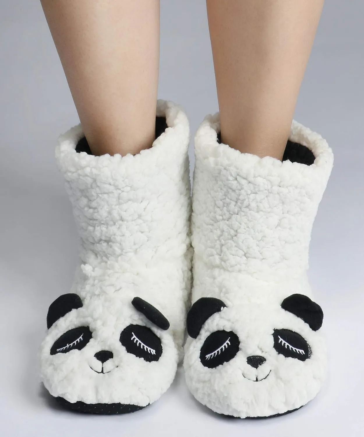 Panda Bros Slipper Socks for Women Cozy Warm Lined Fuzzy Sock Slippers Indoor Booties with Non Slip Grippers