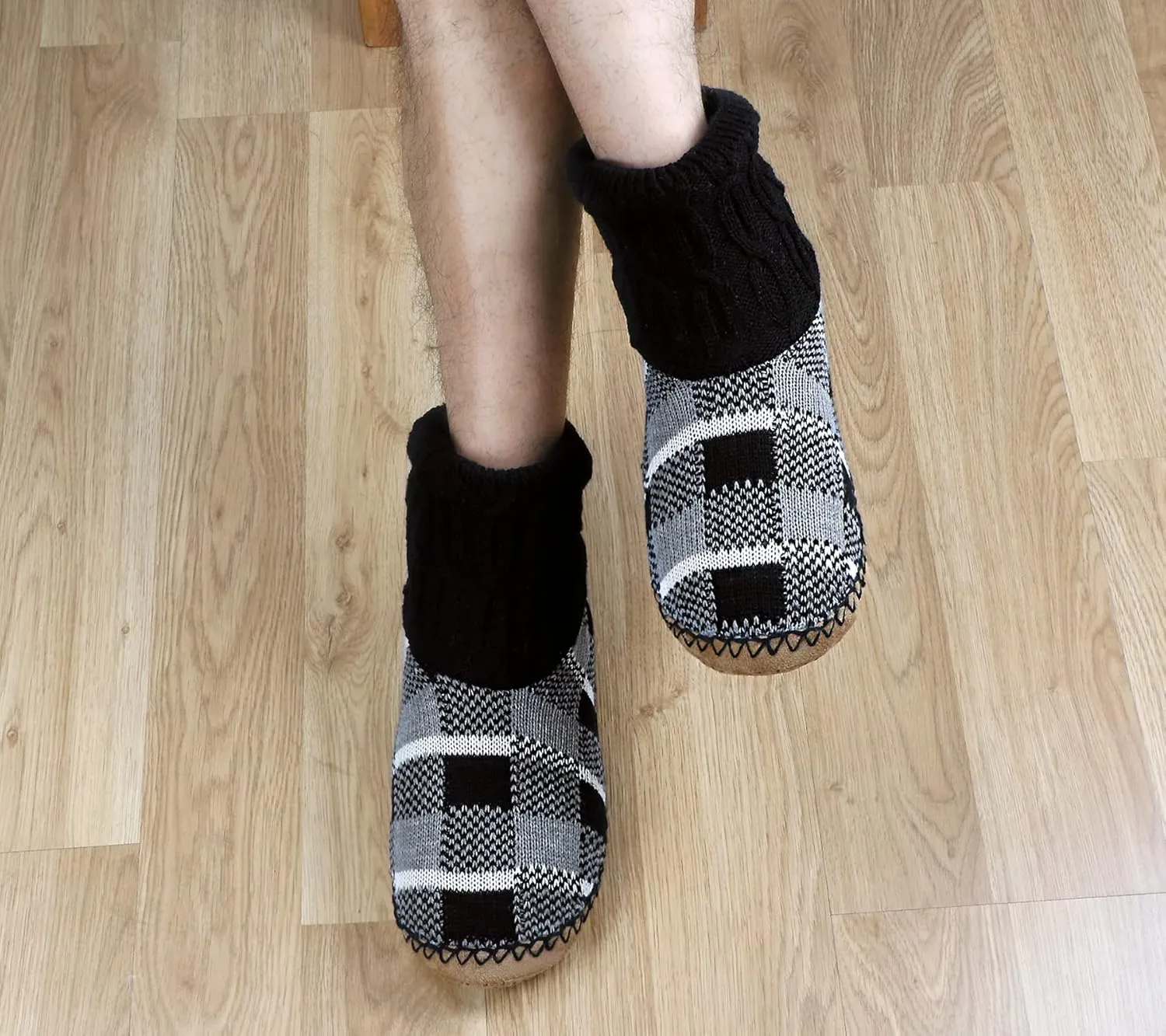 Panda Bros Slipper Socks Soft Cozy Thick House Indoor Boot Sock Shoes with Anti-Skid Bottom Soles for Men's