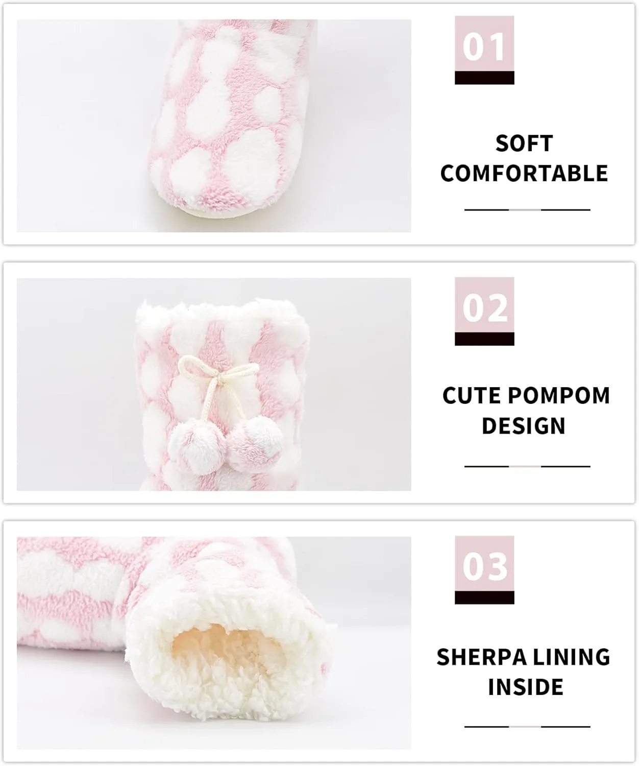 Panda Bros Women's Slipper Sock Indoor Super Soft Warm Fuzzy Lined Booties Slippers, Winter Fluffy House Socks with Grippers