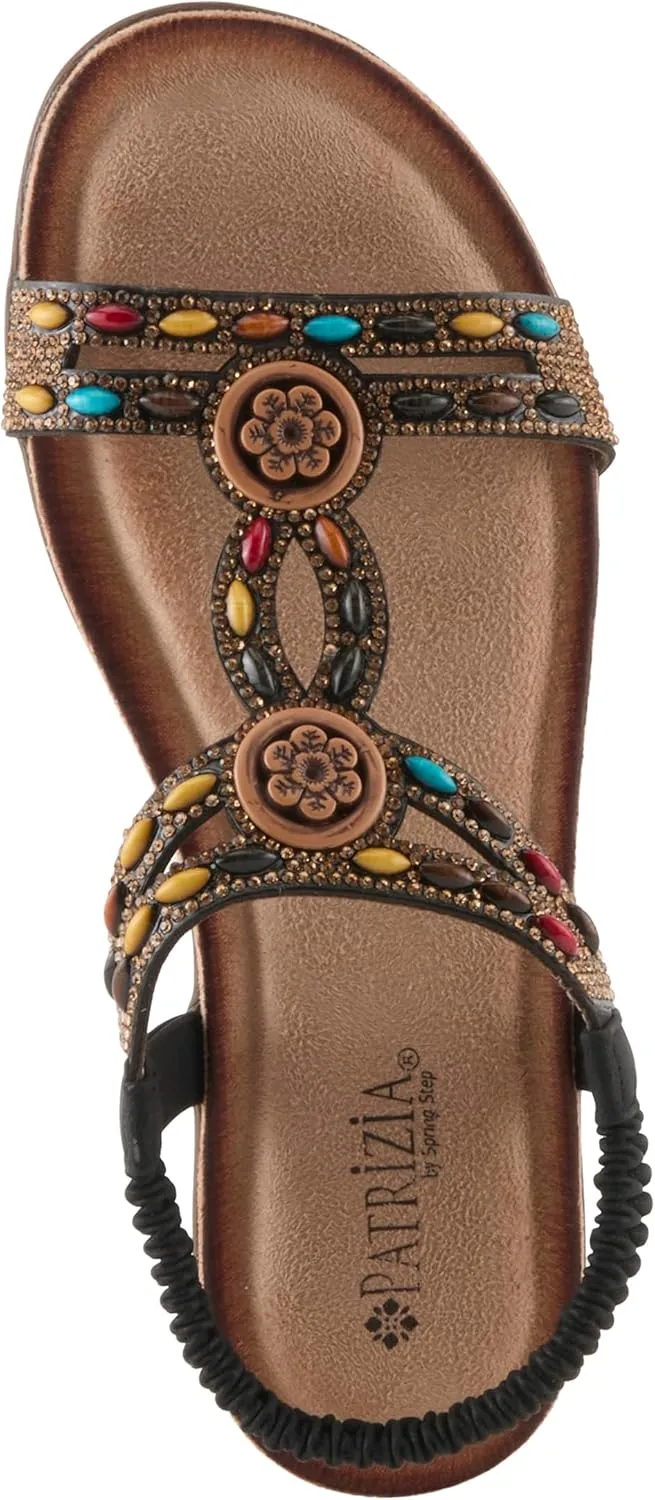 PATRIZIA Women's PONYO Slip-On Sandals - Beaded and Crystal Embellishments, Faux Suede Padded Footbed, Chic Summer Design