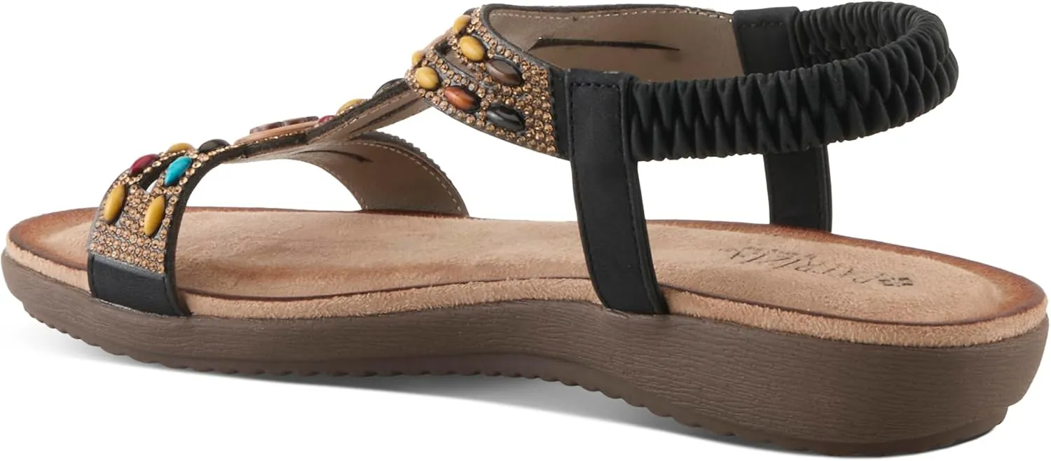 PATRIZIA Women's PONYO Slip-On Sandals - Beaded and Crystal Embellishments, Faux Suede Padded Footbed, Chic Summer Design