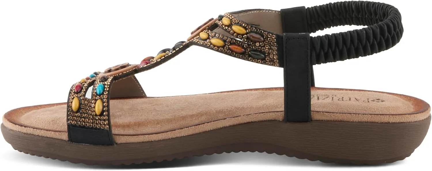 PATRIZIA Women's PONYO Slip-On Sandals - Beaded and Crystal Embellishments, Faux Suede Padded Footbed, Chic Summer Design