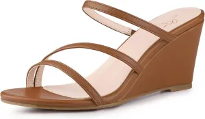 Perphy Strappy Low Wedges Wedge Heels Slide Sandals for Women