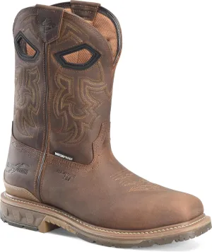 PHANTOM RIDER Stanton 11” Waterproof Wide Square Composite Toe Roper Boots for Men with Dark Brown Barnyard Acid Resistant Leather, EH-Rated, Dark Brown (Brown) - 8.5 D