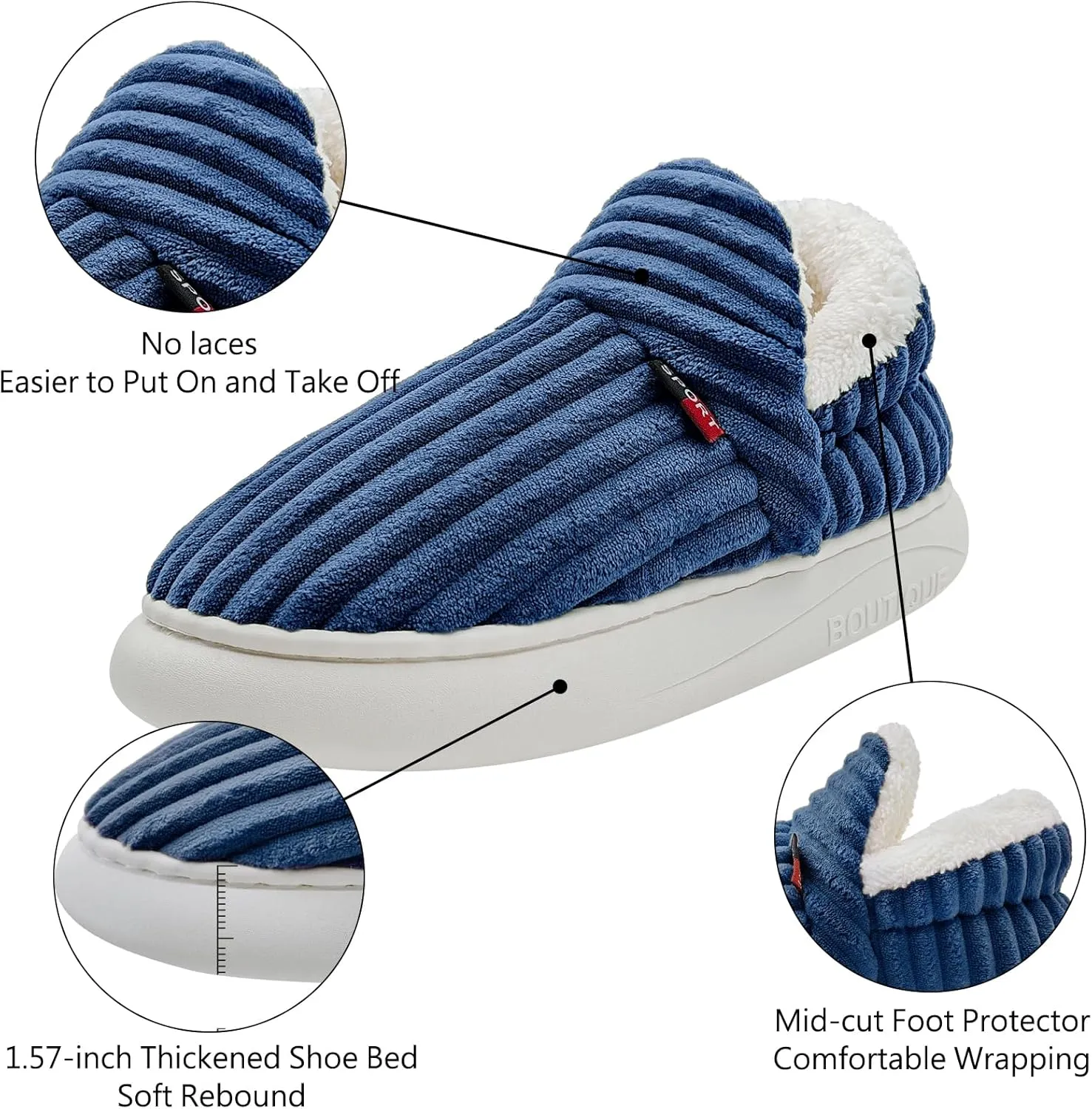 Pluffi Slipper Booties Women Men Cloud Slippers Fluffy Slippers for Women Warm Thick Sole Anti-Skid House Shoes