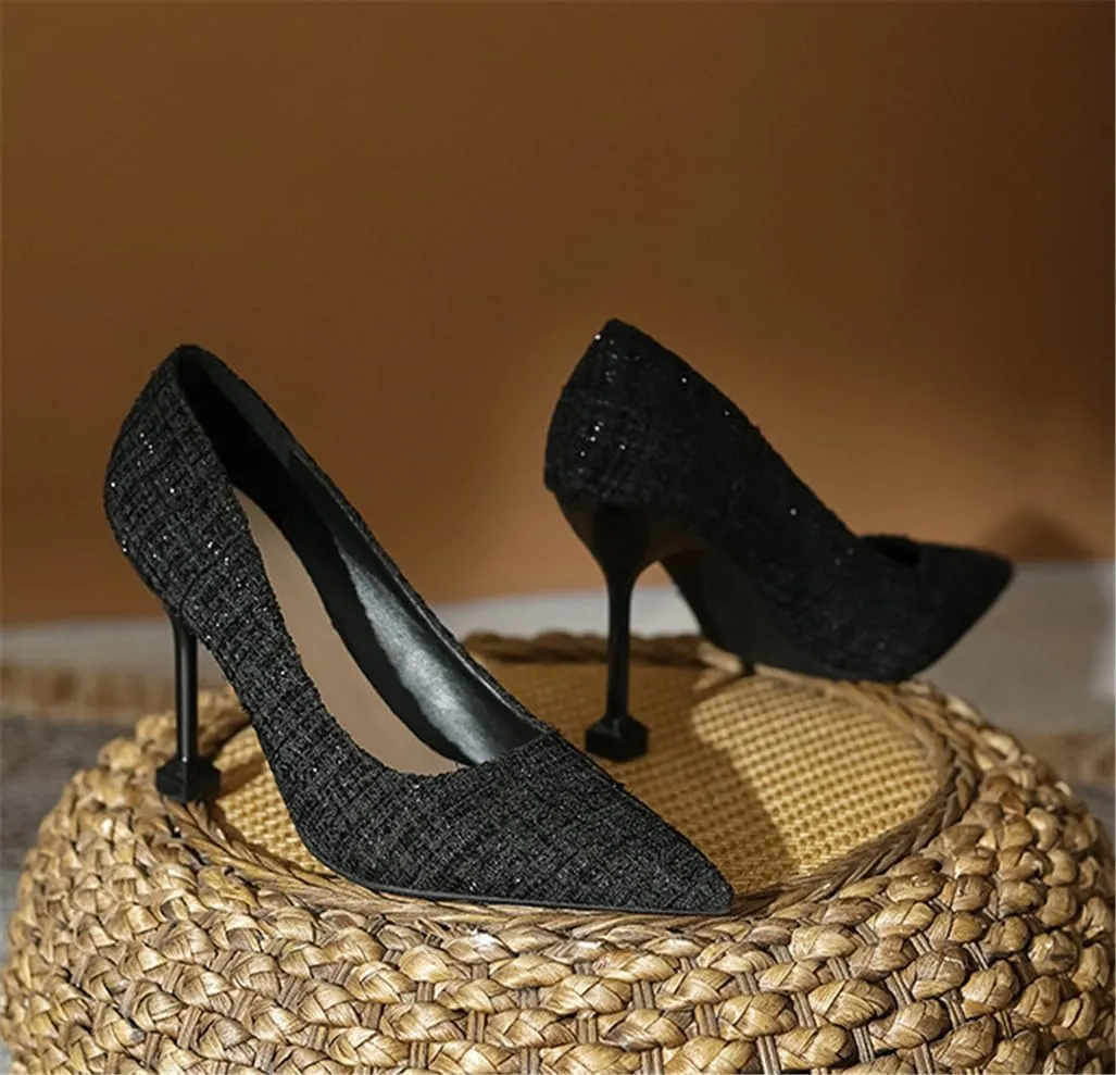 Pointed Fine Heel Mesh Bare Plate High Heels Female Commuter Female 7cm/2.76in High Heels