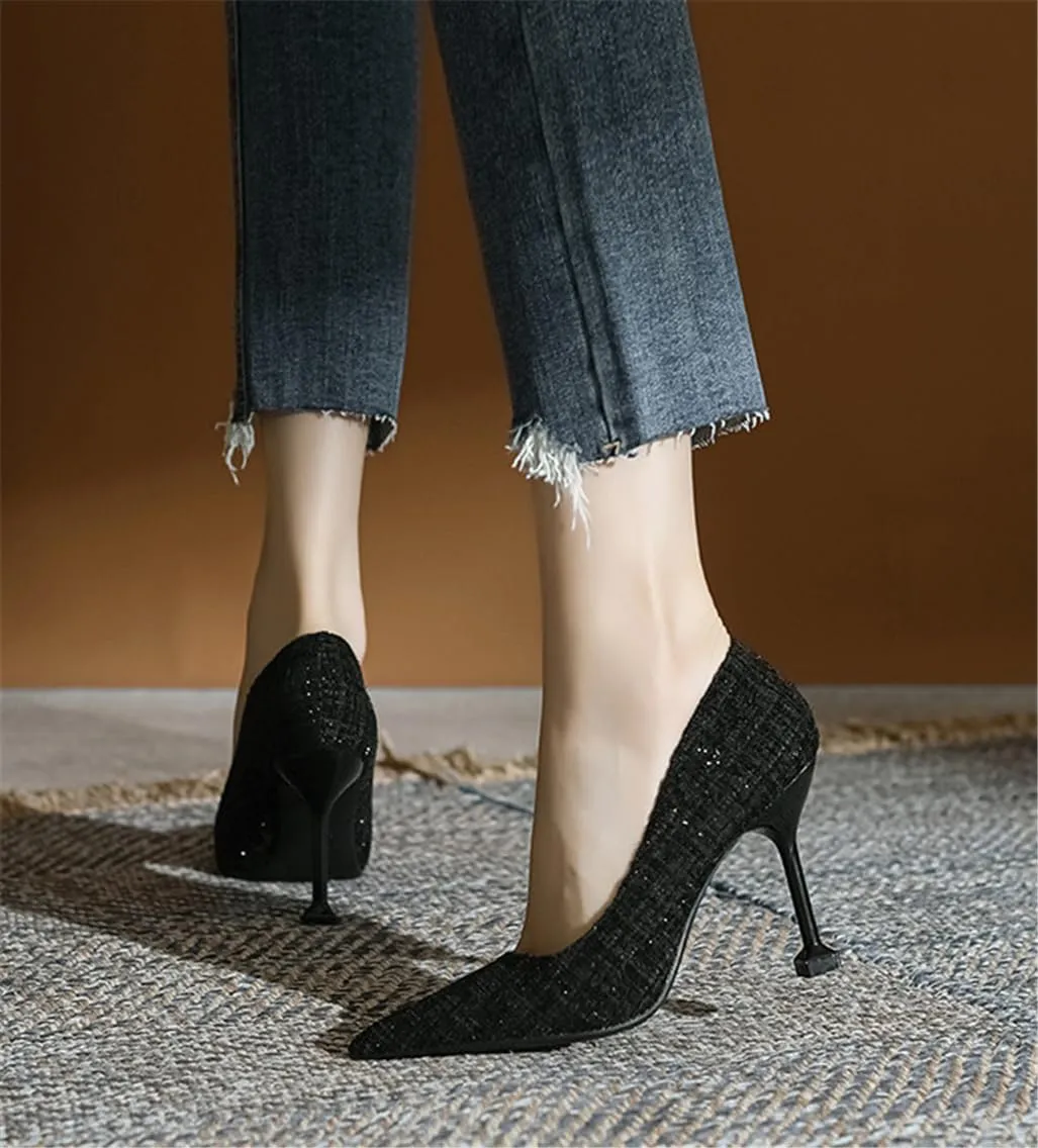 Pointed Fine Heel Mesh Bare Plate High Heels Female Commuter Female 7cm/2.76in High Heels