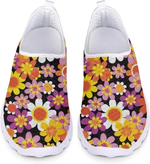POLERO Sunflower Slip On Shoes for Women Butterfly Walking Shoes Lightweight Water Shoes Casual Sports Mesh Shoes