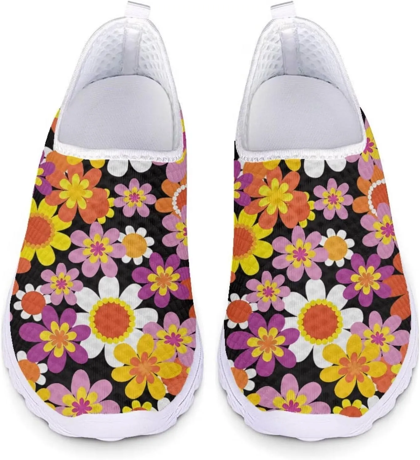 POLERO Sunflower Slip On Shoes for Women Butterfly Walking Shoes Lightweight Water Shoes Casual Sports Mesh Shoes