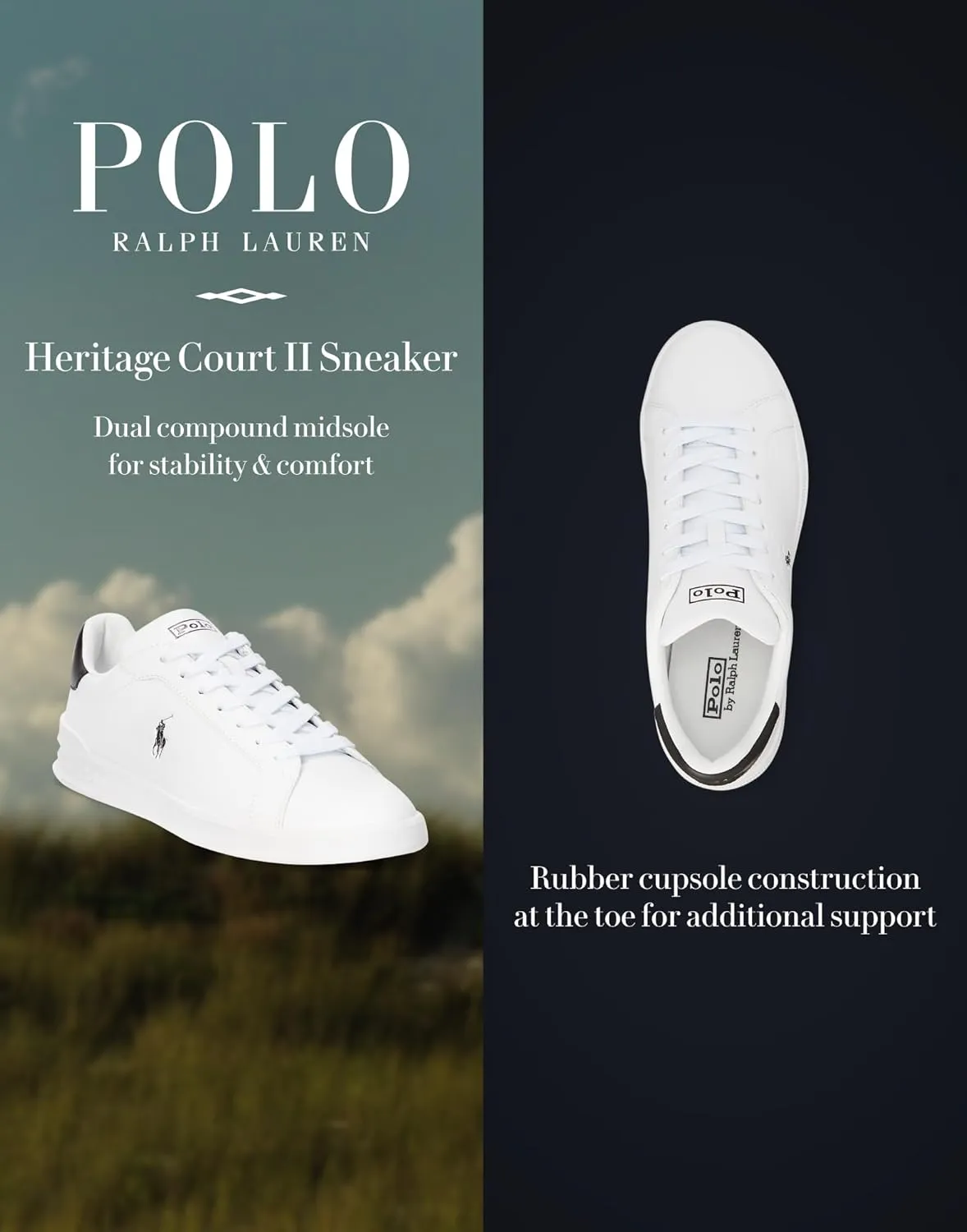 POLO RALPH LAUREN Men's Heritage Court Ii Leather Sneaker