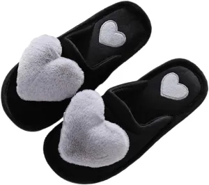 Premium Comfort Thermal Cute Heart Sunflower Non Slip Women's Fuzzy House Slippers Indoor Soft Warm Kawaii Furry Shoes