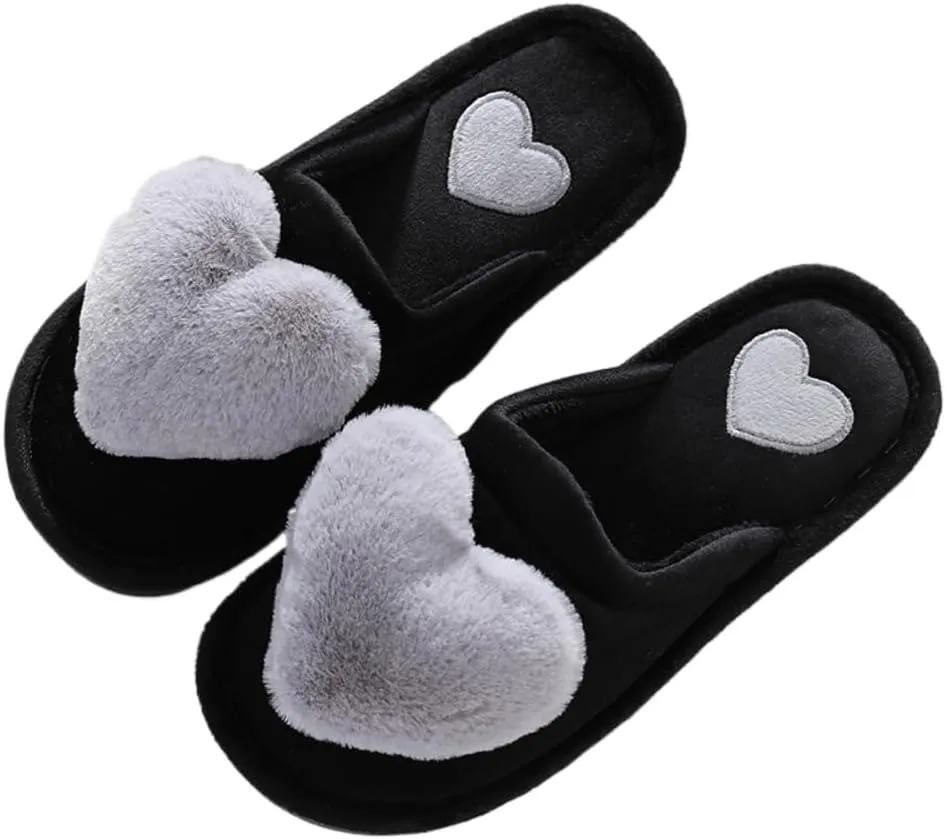 Premium Comfort Thermal Cute Heart Sunflower Non Slip Women's Fuzzy House Slippers Indoor Soft Warm Kawaii Furry Shoes