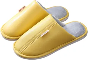 Premium Comfort Thermal Leather Stripes Non Slip Women's Fuzzy House Slippers Indoor Soft Warm Shoes Furry Sole