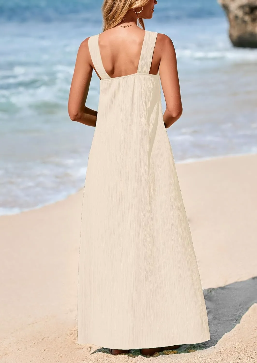 PRETTYGARDEN Womens 2025 Casual Long Summer Dresses Sleeveless Strappy Loose Flowy Beach Vacation Maxi Dress with Pockets
