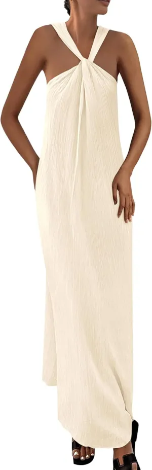 PRETTYGARDEN Womens 2025 Casual Long Summer Dresses Sleeveless Strappy Loose Flowy Beach Vacation Maxi Dress with Pockets