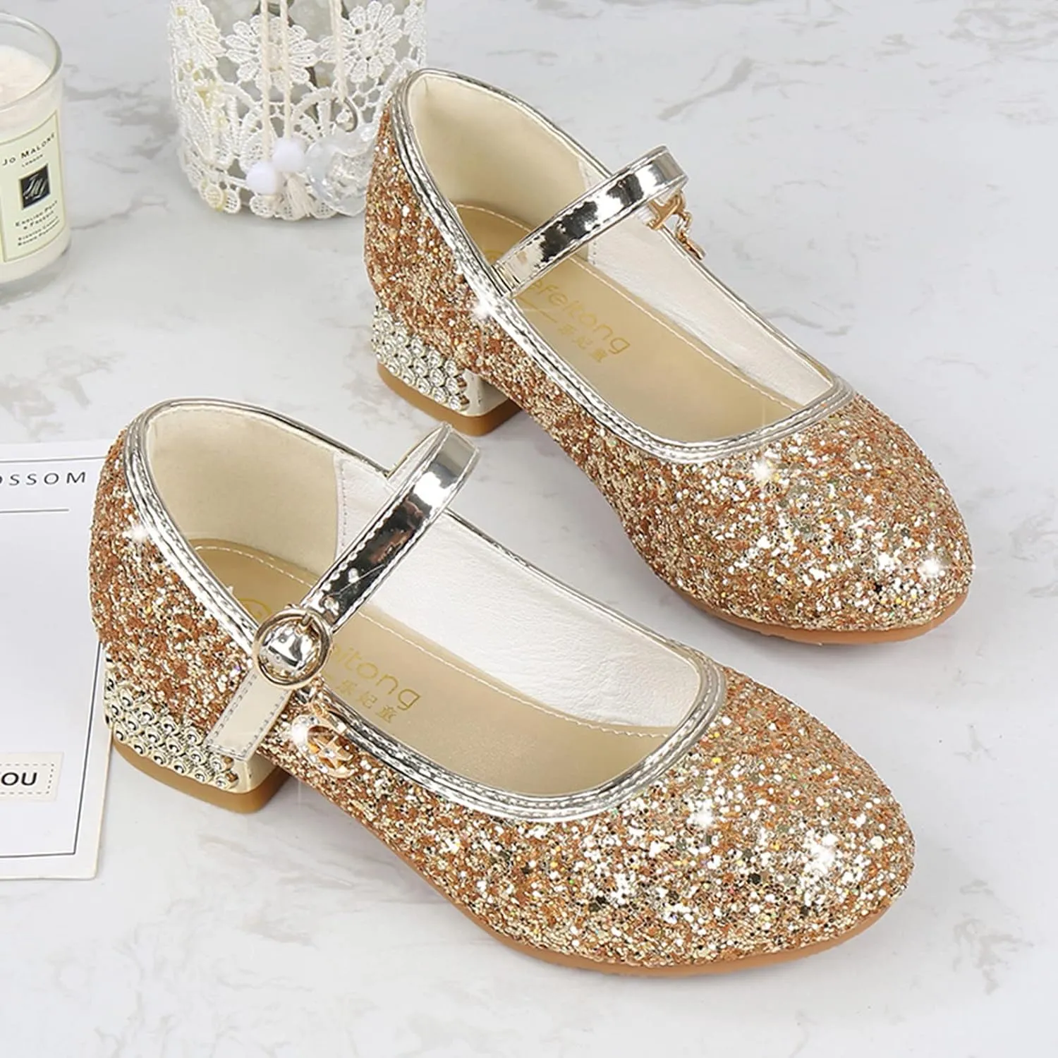 Princess Costumes Shoes, Cosplay Birthday Party Dress Up Sandals for Girls, Toddler or Kids