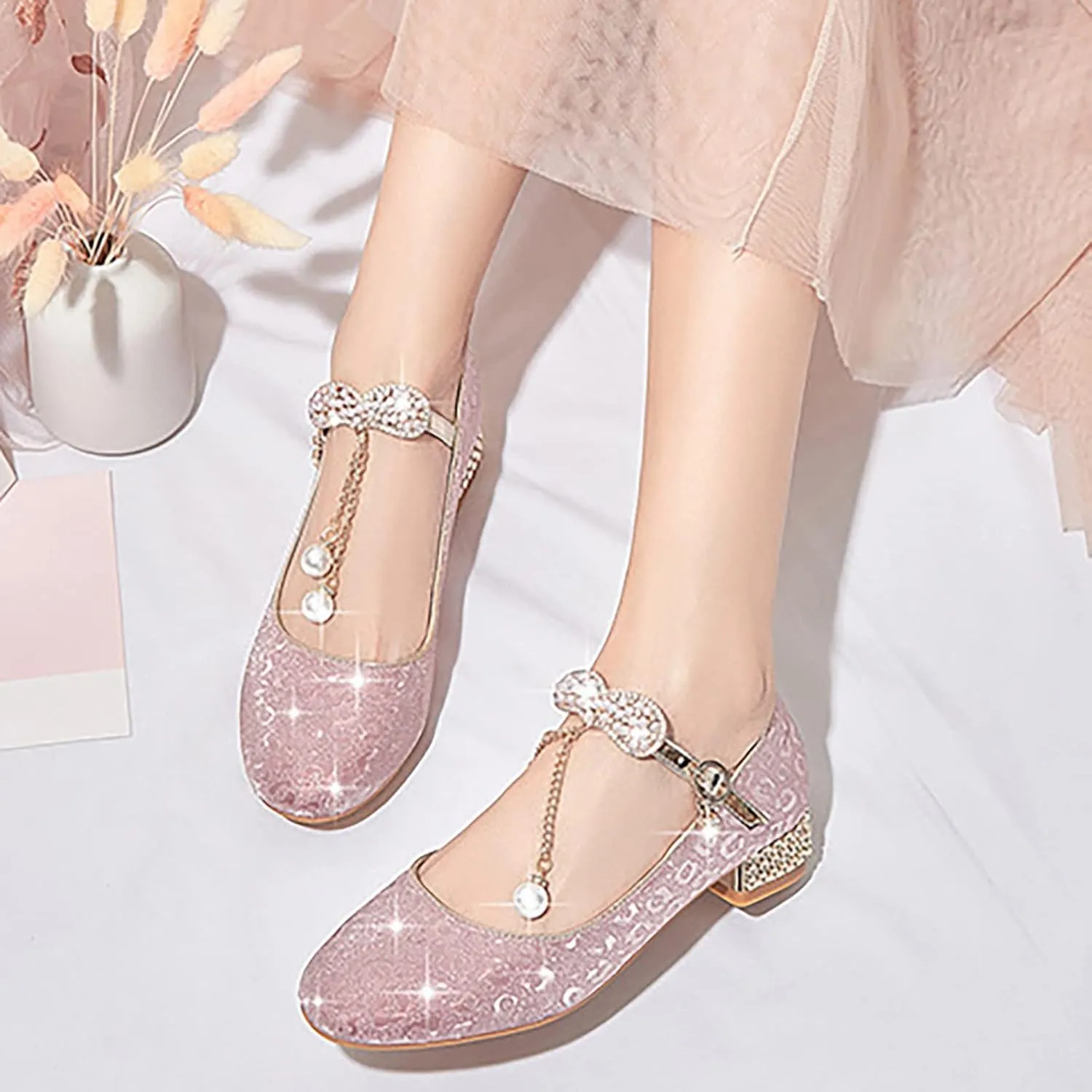 Princess Costumes Shoes, Cosplay Birthday Party Dress Up Sandals for Girls, Toddler or Kids