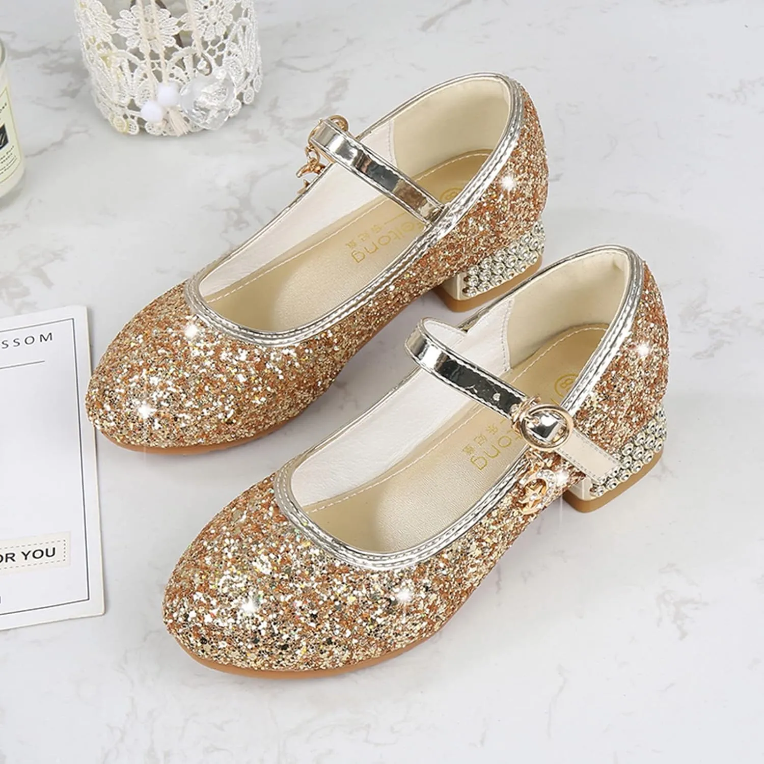 Princess Costumes Shoes, Cosplay Birthday Party Dress Up Sandals for Girls, Toddler or Kids