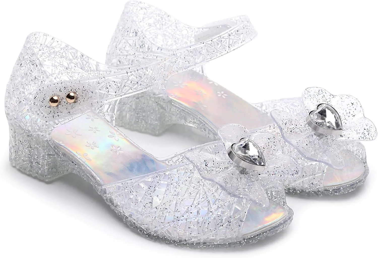Princess Sandals for Toddler Costumes Jelly Shoes Girls Dress Flats Mary Jane Cosplay Birthday Party Frozen Inspired Elsa Dance Clear Summer Beach Size 12.5 Snow Queen Glitter Soft