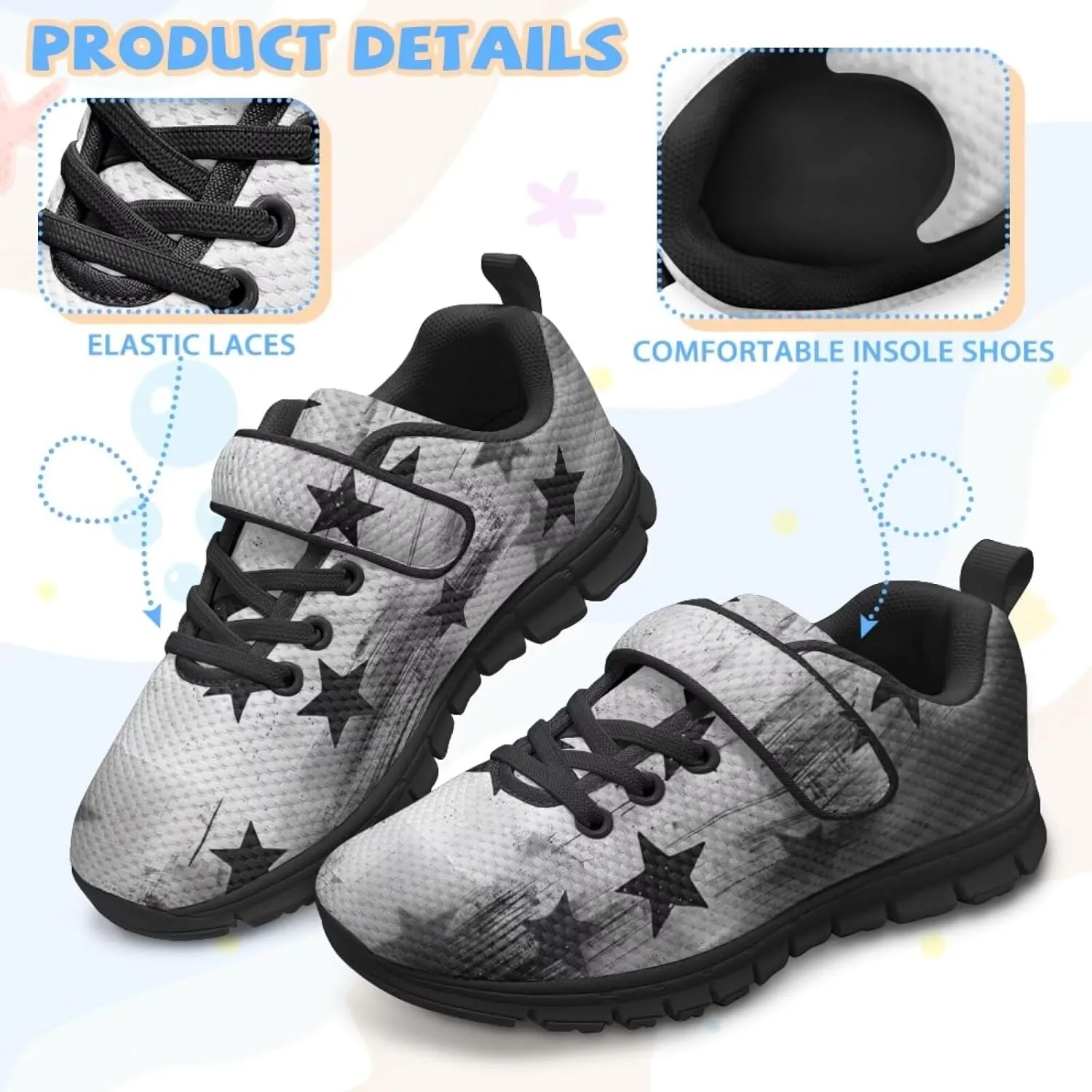 Print Shoes for Kids Boys Cute Shoes for Running Walking Slip On Shoes