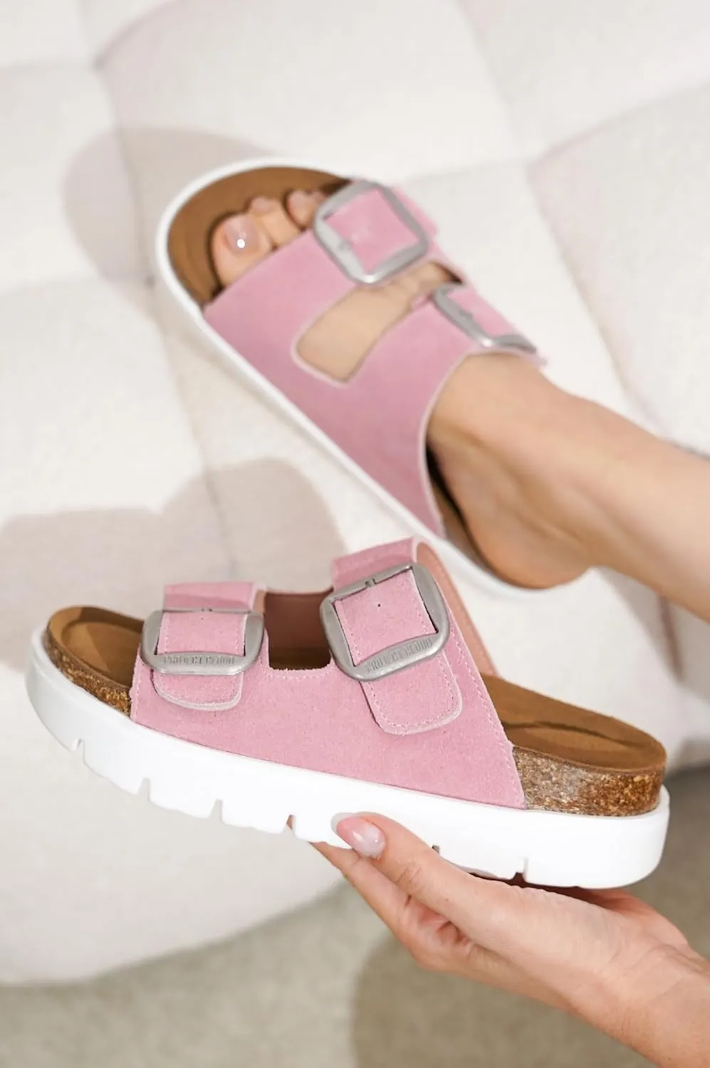Project Cloud Genuine Leather Platform Sandals Women Footwear - Wedge Chunky Sandals Womens sandals with Memory Foam Insole and Cork Footbed (GREECECHUNKY)
