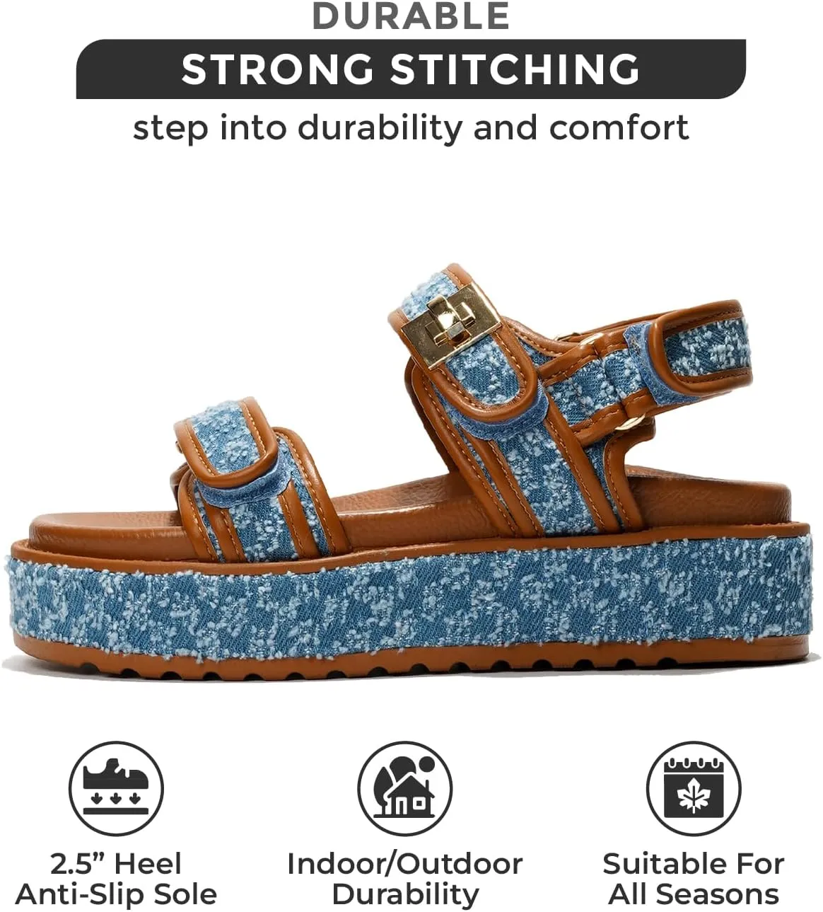 Project Cloud Platform Sandals Women Footwear - Memory Foam & Comfortable Adjustable Strap Ladies Wedges - Non Slip Fashion Beach Sandals for Women 2025 (Ginevra)