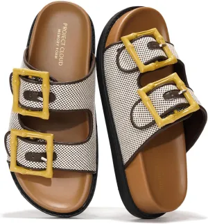 Project Cloud Platform Summer Sandals for Women 2025 - Comfortable and Adjustable Straps Summer Slides with Memory Foam Insole - Non-Slip Casual Womens Sandals