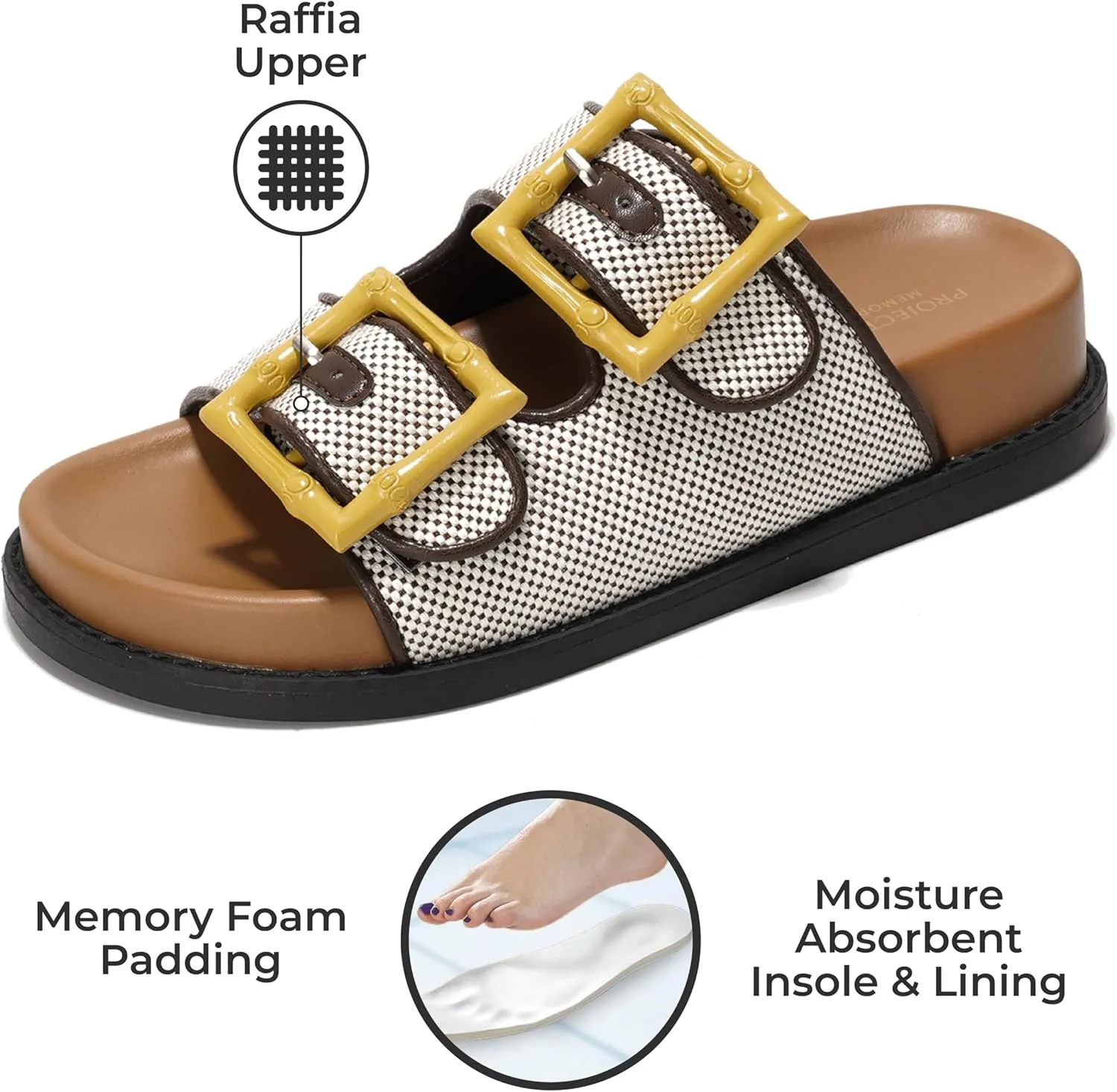 Project Cloud Platform Summer Sandals for Women 2025 - Comfortable and Adjustable Straps Summer Slides with Memory Foam Insole - Non-Slip Casual Womens Sandals
