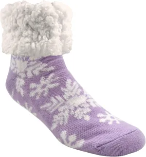 Pudus Cozy Winter Slipper Socks Women & Men w Non-Slip Grippers Faux Fur Sherpa