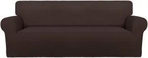 PureFit Super Stretch Sofa Slipcover – Spandex Non Slip Soft Couch Sofa Cover, Washable Furniture Protector with Non Skid Foam and Elastic Bottom for Kids, Pets （Sofa, Chocolate）