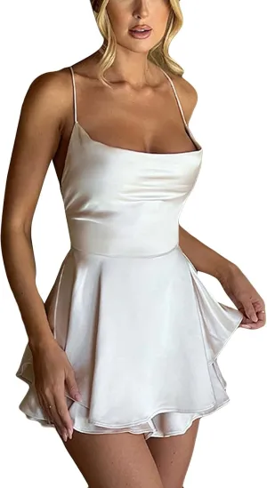 PVTOSD Women's Summer Dresses 2025 Fashion O-Neck Sexy Sleeveless Camisole Party Dress, S-L