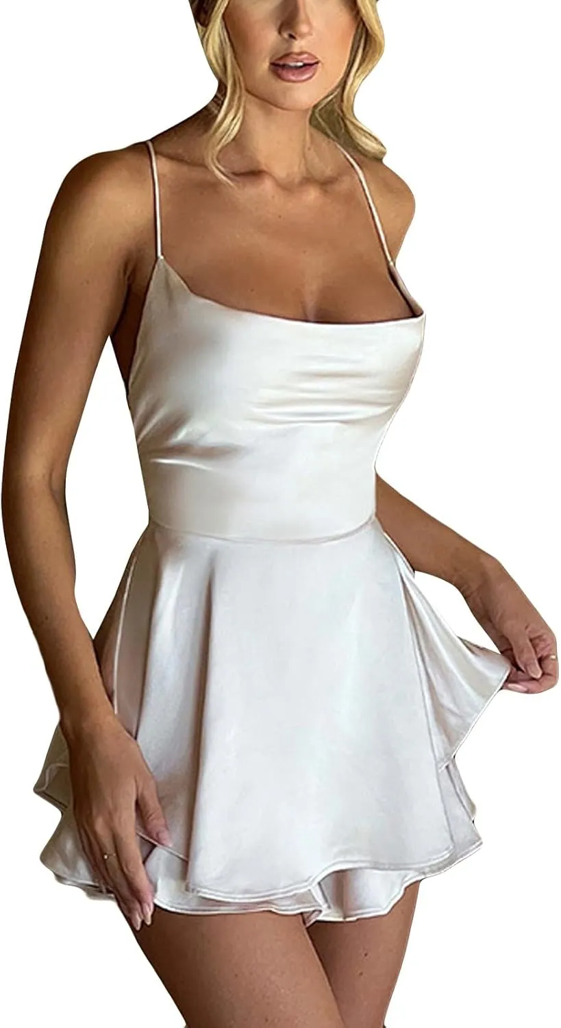 PVTOSD Women's Summer Dresses 2025 Fashion O-Neck Sexy Sleeveless Camisole Party Dress, S-L
