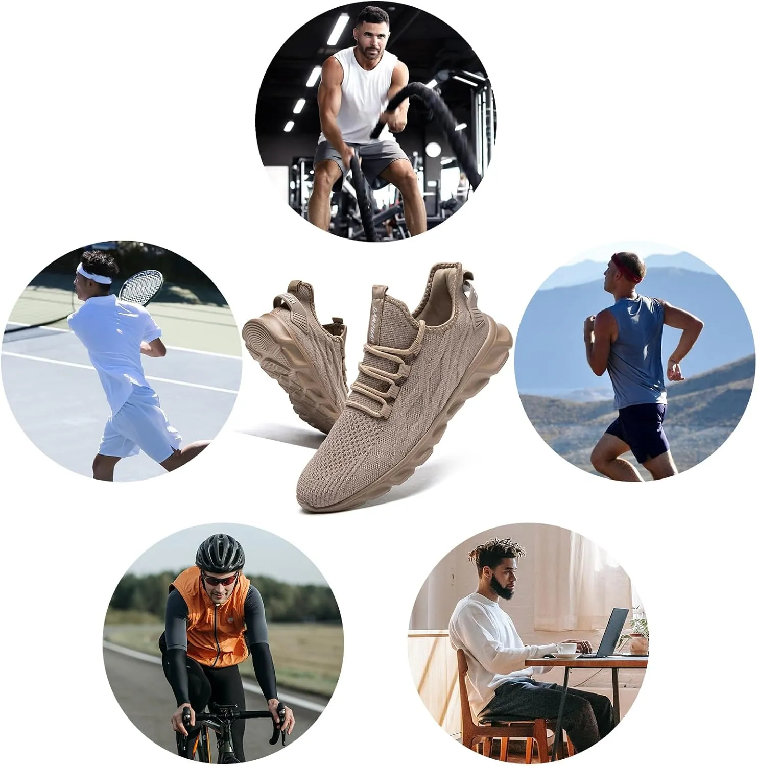 QIJGS Running Shoes for Men Gym Tennis Athletic Mesh Sneakers Lightweight Sports Fashion Workout Casual Shoes