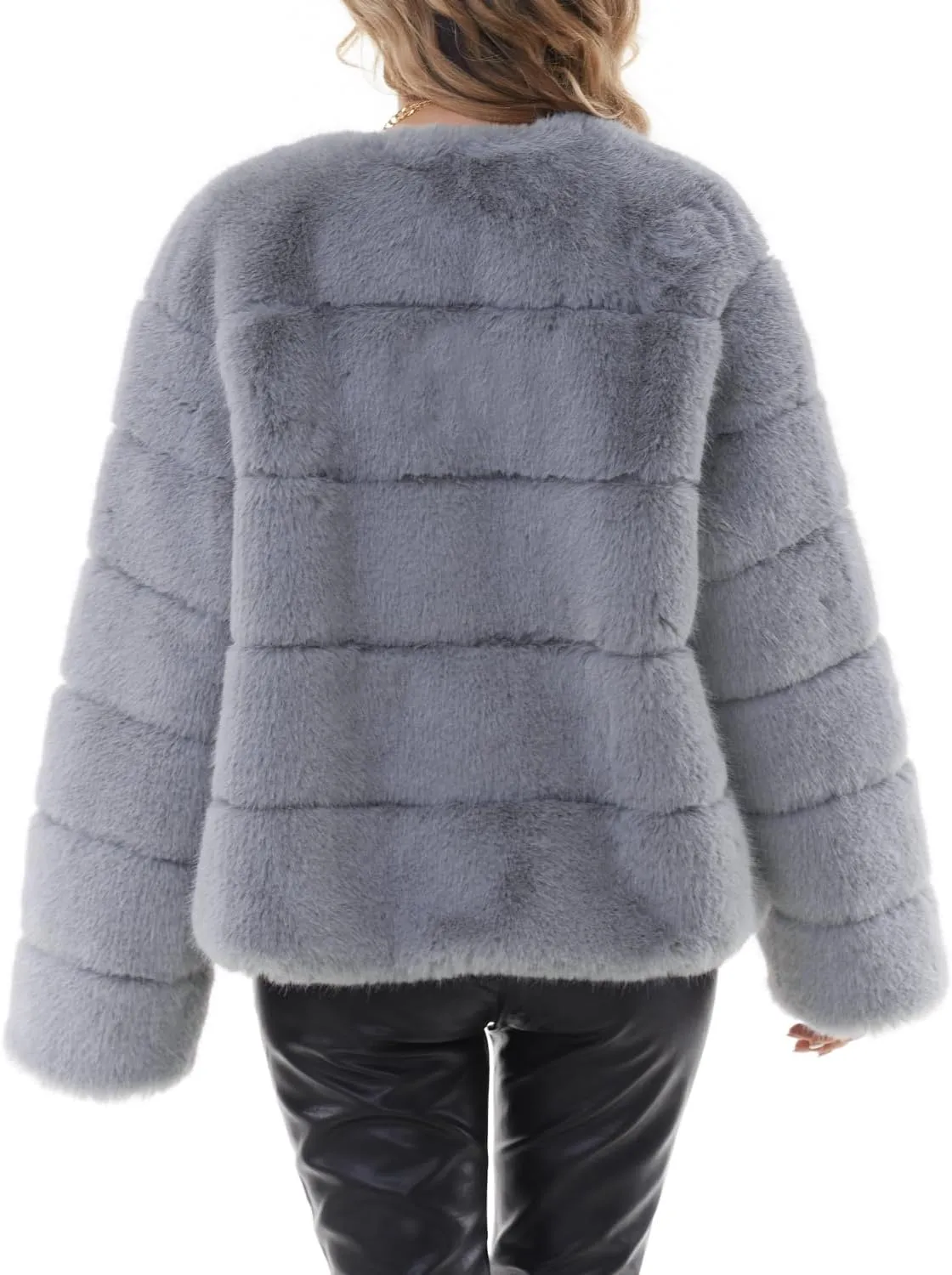 QUENTY PIELIES Faux Fur Coat Women’s Jacket Winter Long Sleeve Overcoat Warm