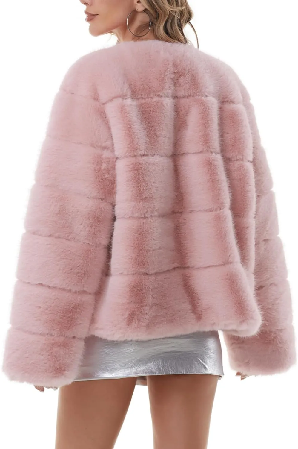 QUENTY PIELIES Faux Fur Coat Women’s Jacket Winter Long Sleeve Overcoat Warm
