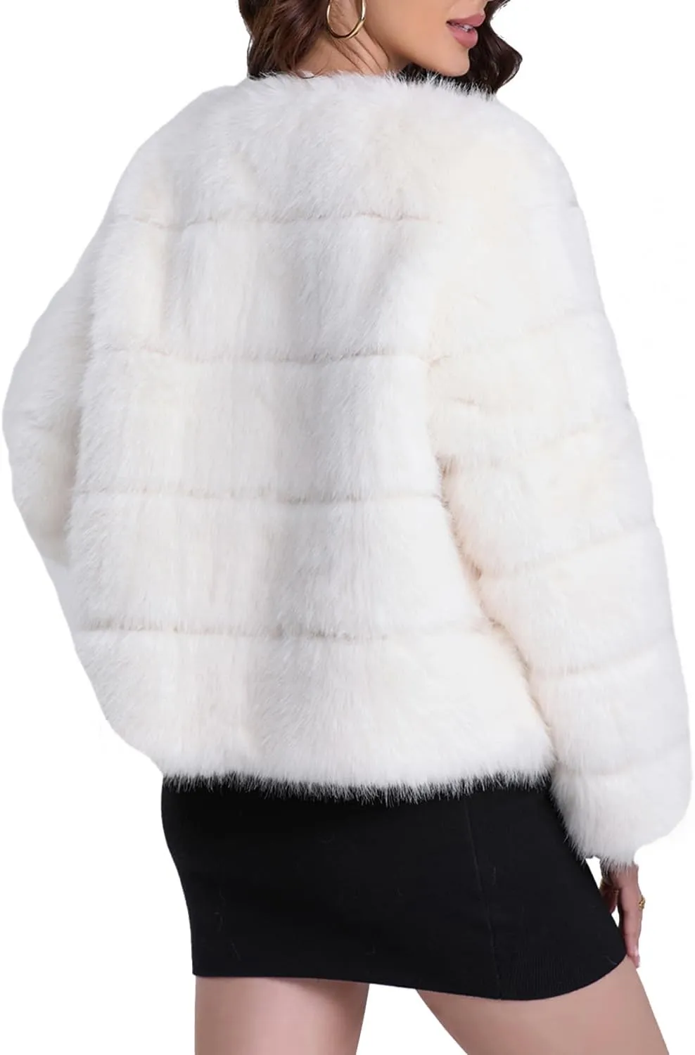 QUENTY PIELIES Faux Fur Coat Women’s Jacket Winter Long Sleeve Overcoat Warm