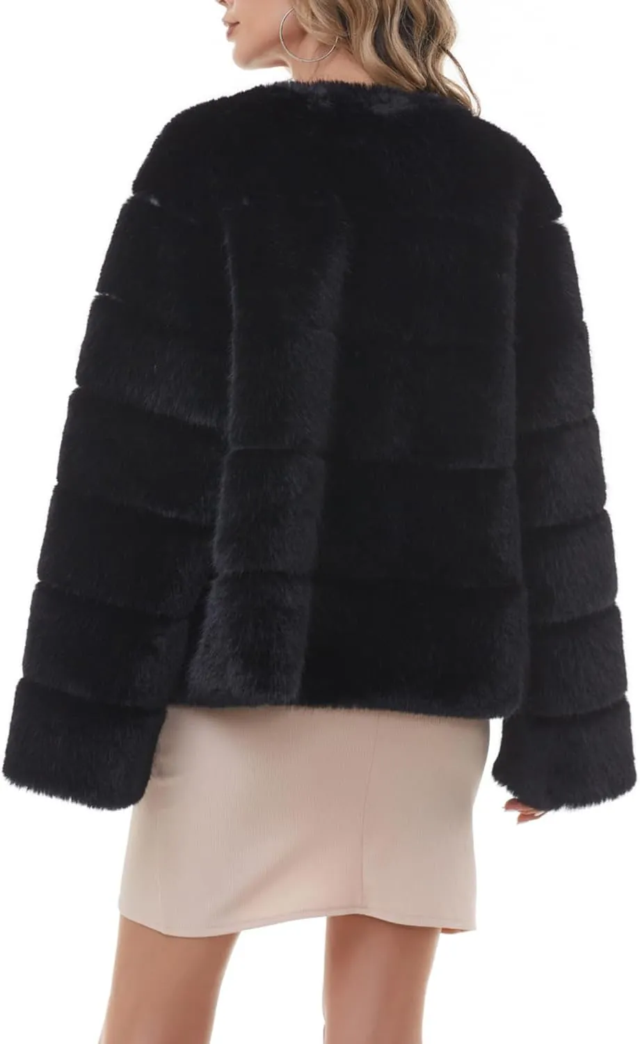 QUENTY PIELIES Faux Fur Coat Women’s Jacket Winter Long Sleeve Overcoat Warm