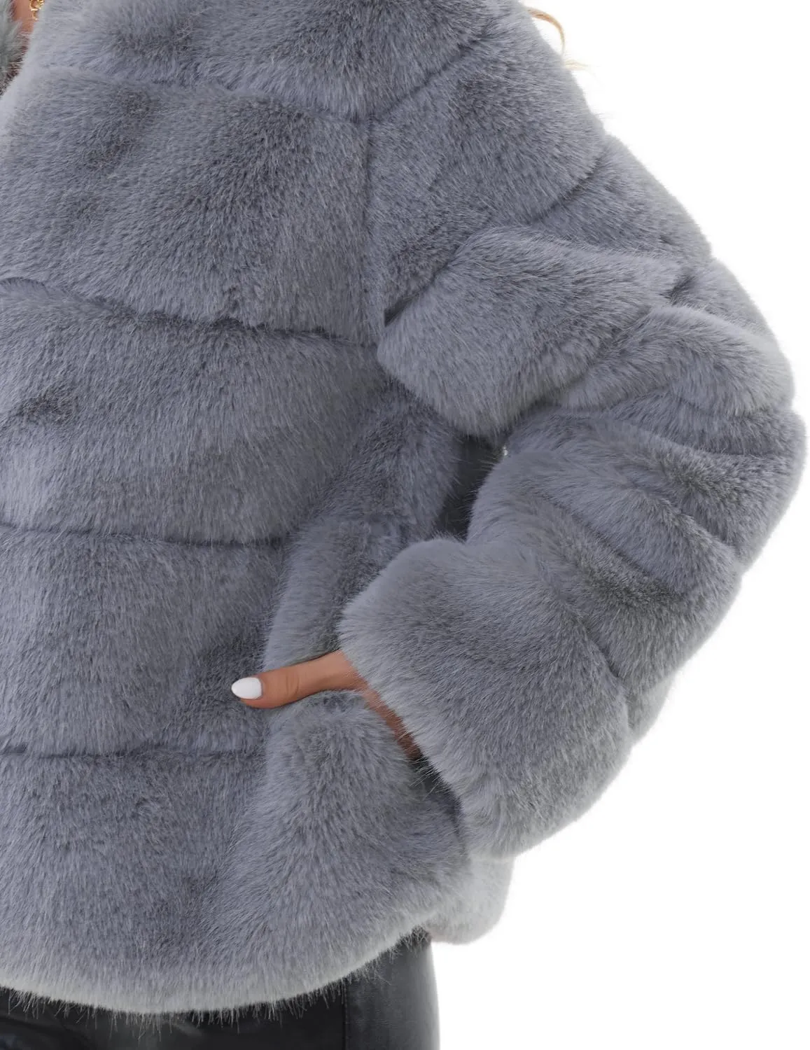 QUENTY PIELIES Faux Fur Coat Women’s Jacket Winter Long Sleeve Overcoat Warm