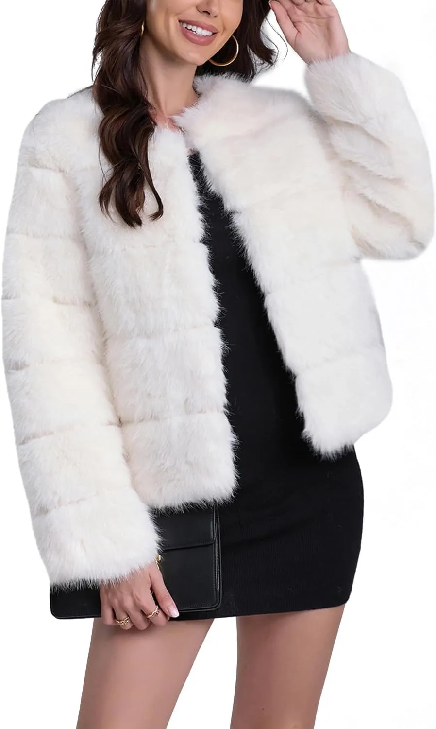 QUENTY PIELIES Faux Fur Coat Women’s Jacket Winter Long Sleeve Overcoat Warm